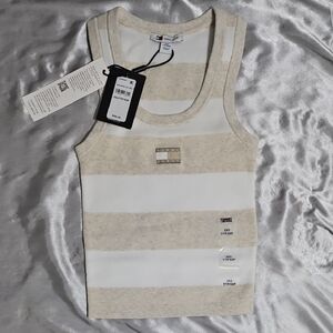 Tommy Hilfiger Beige and White Striped Top